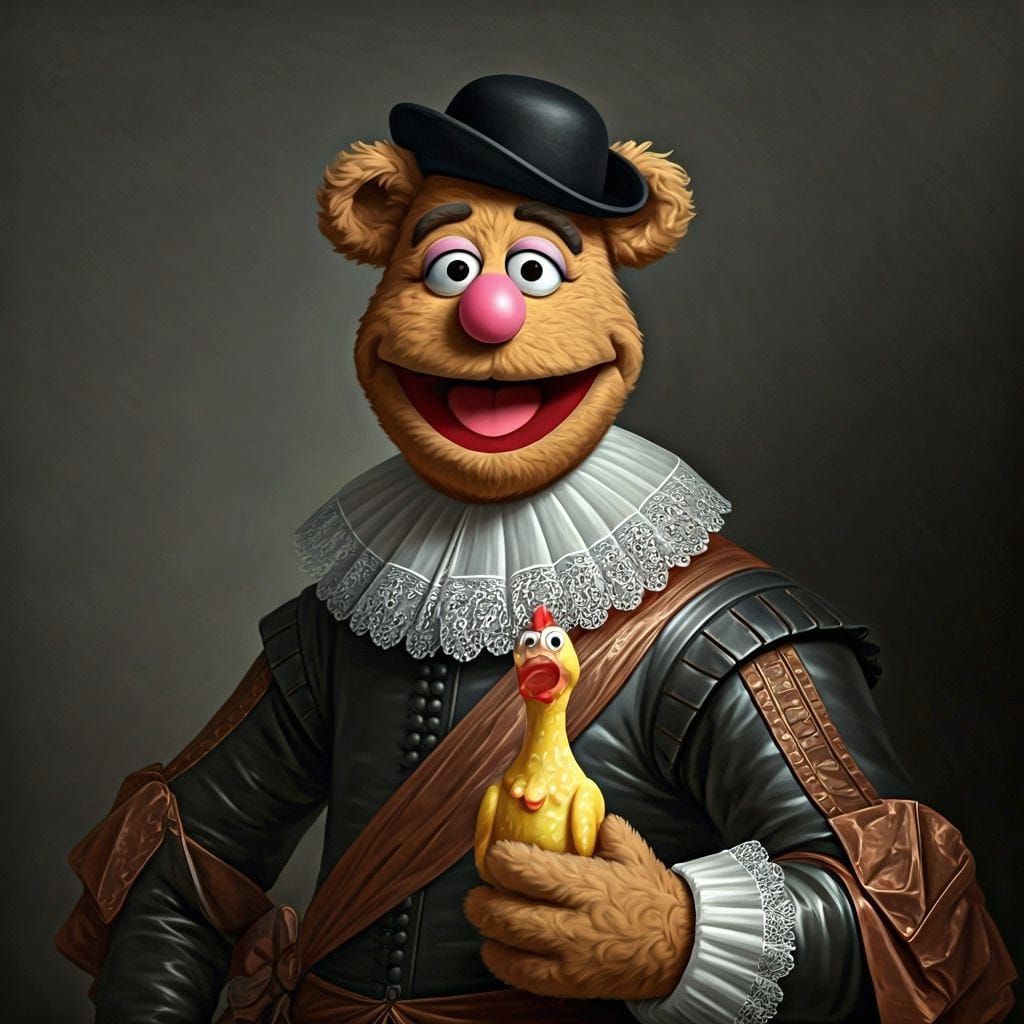 Fozzie Bear as The Laughing Cavalier in Baroque Style