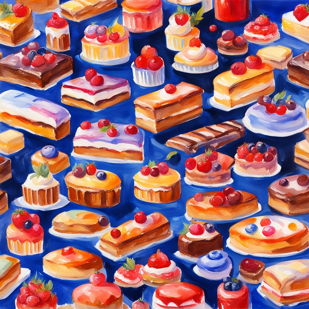 Gouache Style Patisserie: Impressionist Masterpiece