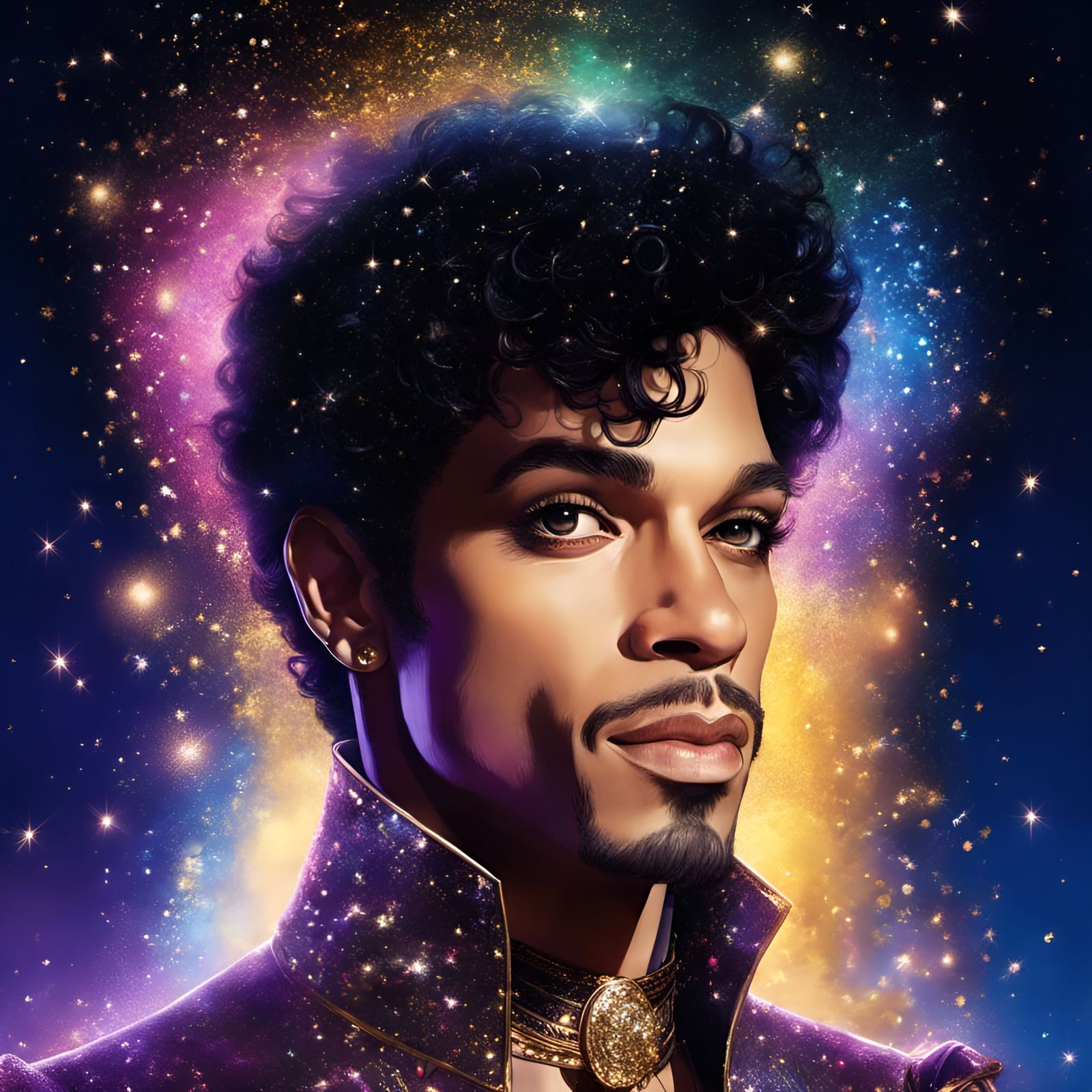 Prince Portrait with Glitter in Digital Art Style