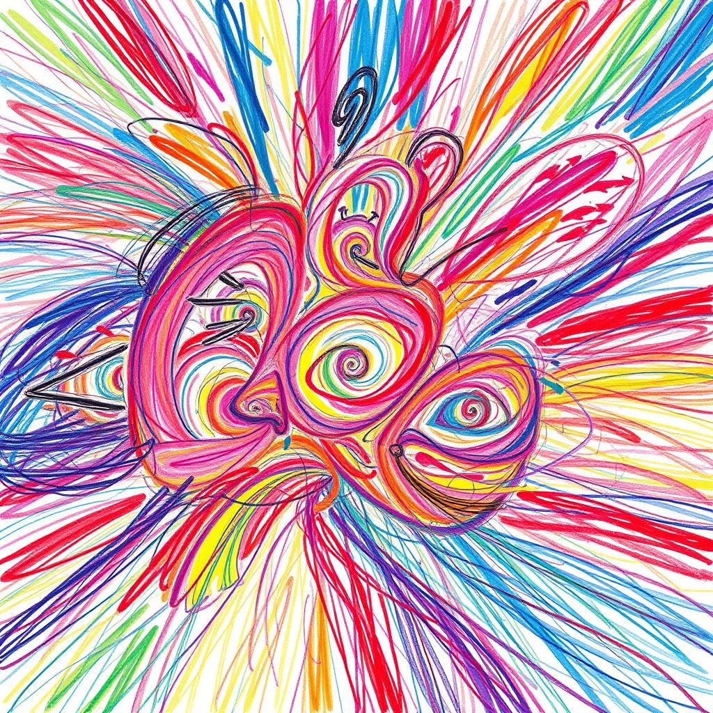 Vibrant Energy Field in Child's Drawing Style