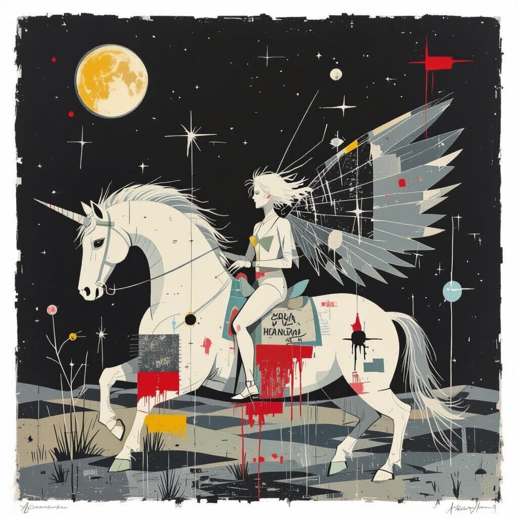 Surreal Art Brut Grunge Landscape with Raw Textures