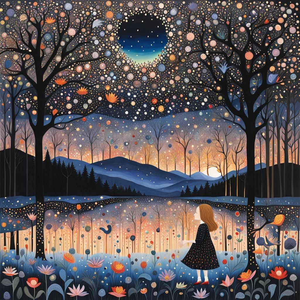 Emotional Twilight Scene in Collage Style