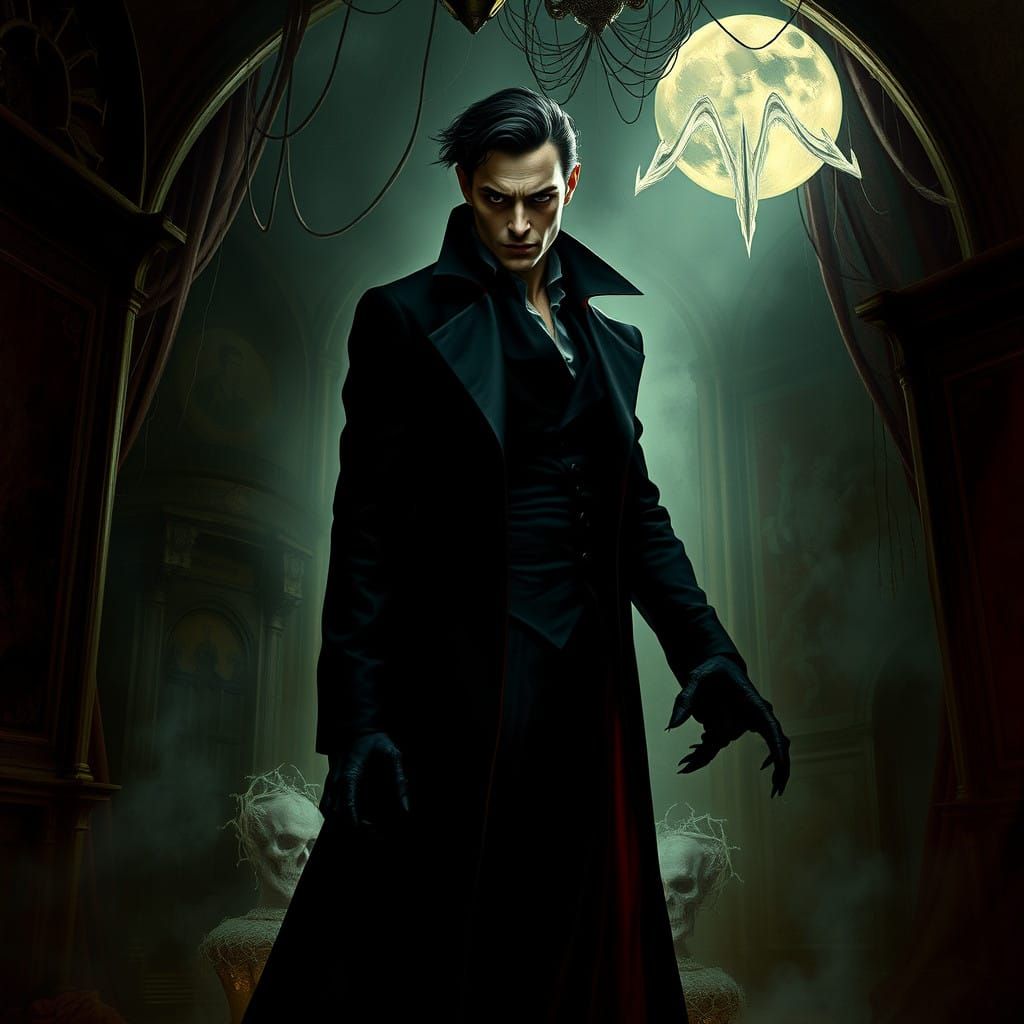 Dark Gothic Vampire Emerges from Shadows