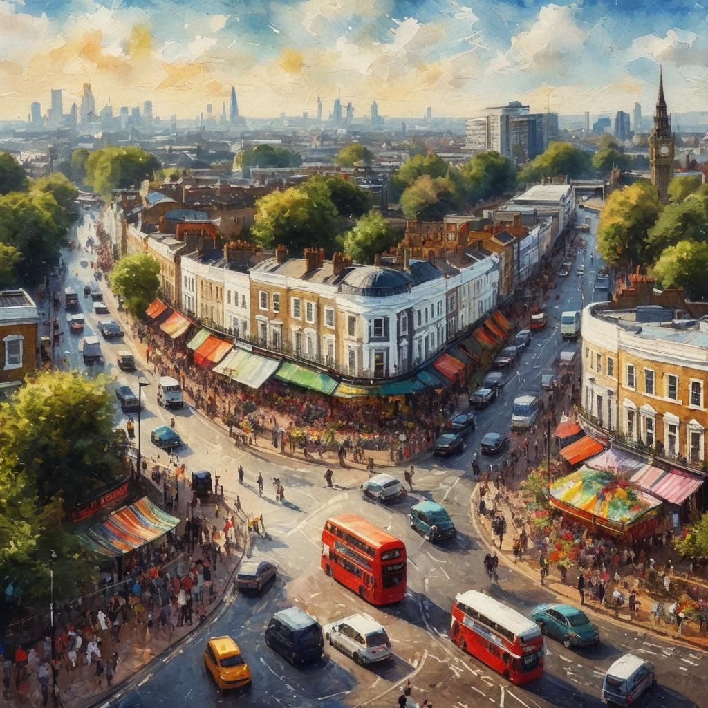 London Bank Holiday: Impressionist Cityscape in Watercolor