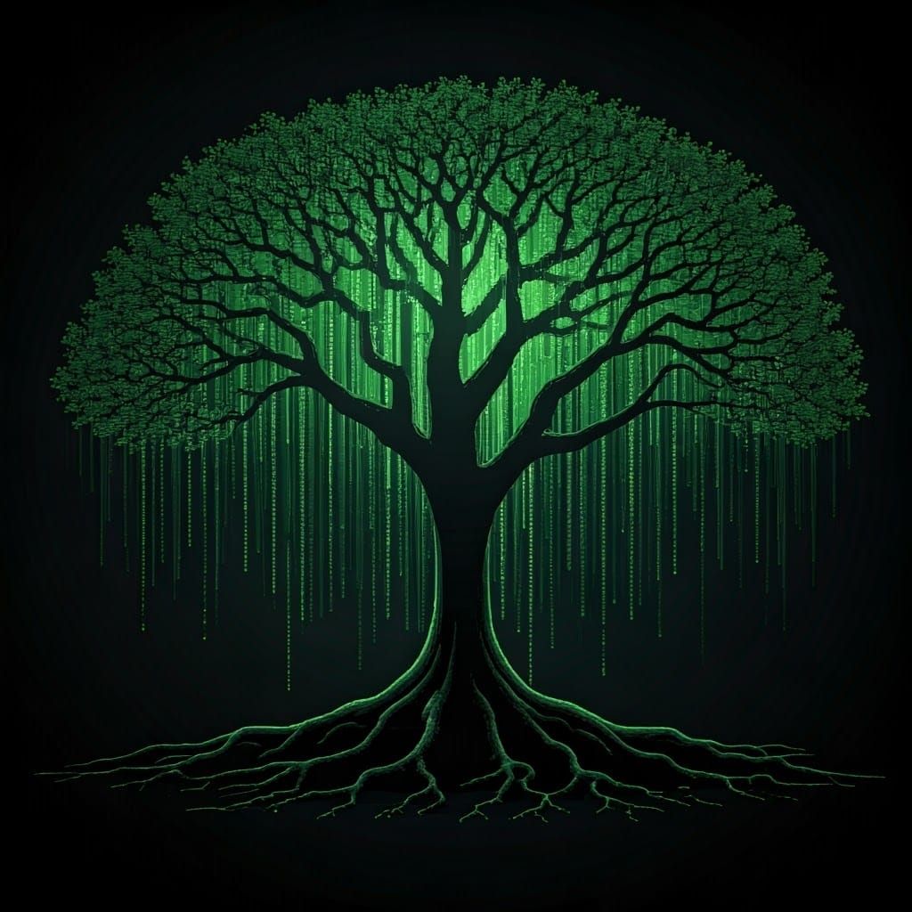 Binary Void Distortion of an Ancient Tree