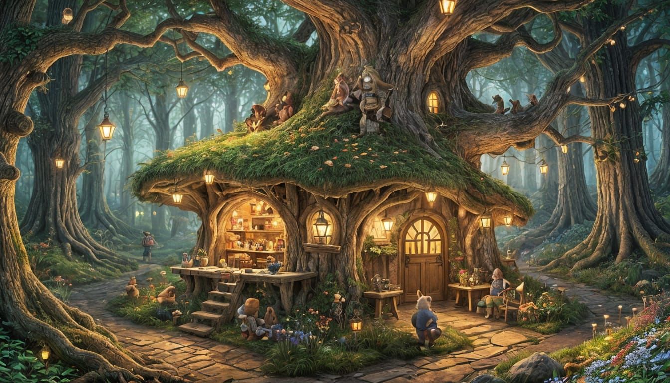 Whimsical Woodland Cafe in Giant Tree Hollow