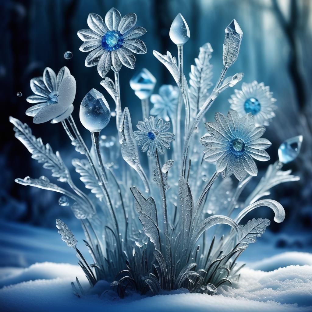 Crystal Spring Flowers in Ice Vase