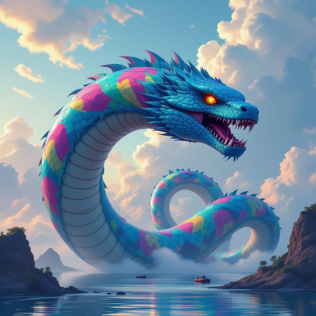 Logo Leviathan in Futuristic Dreamscape Style