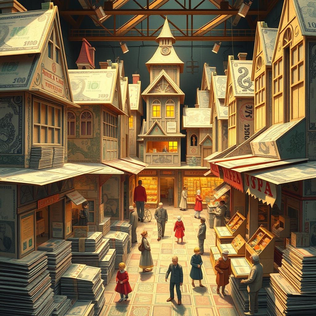 Paper Money Marketplace: A Whimsical Origami City
