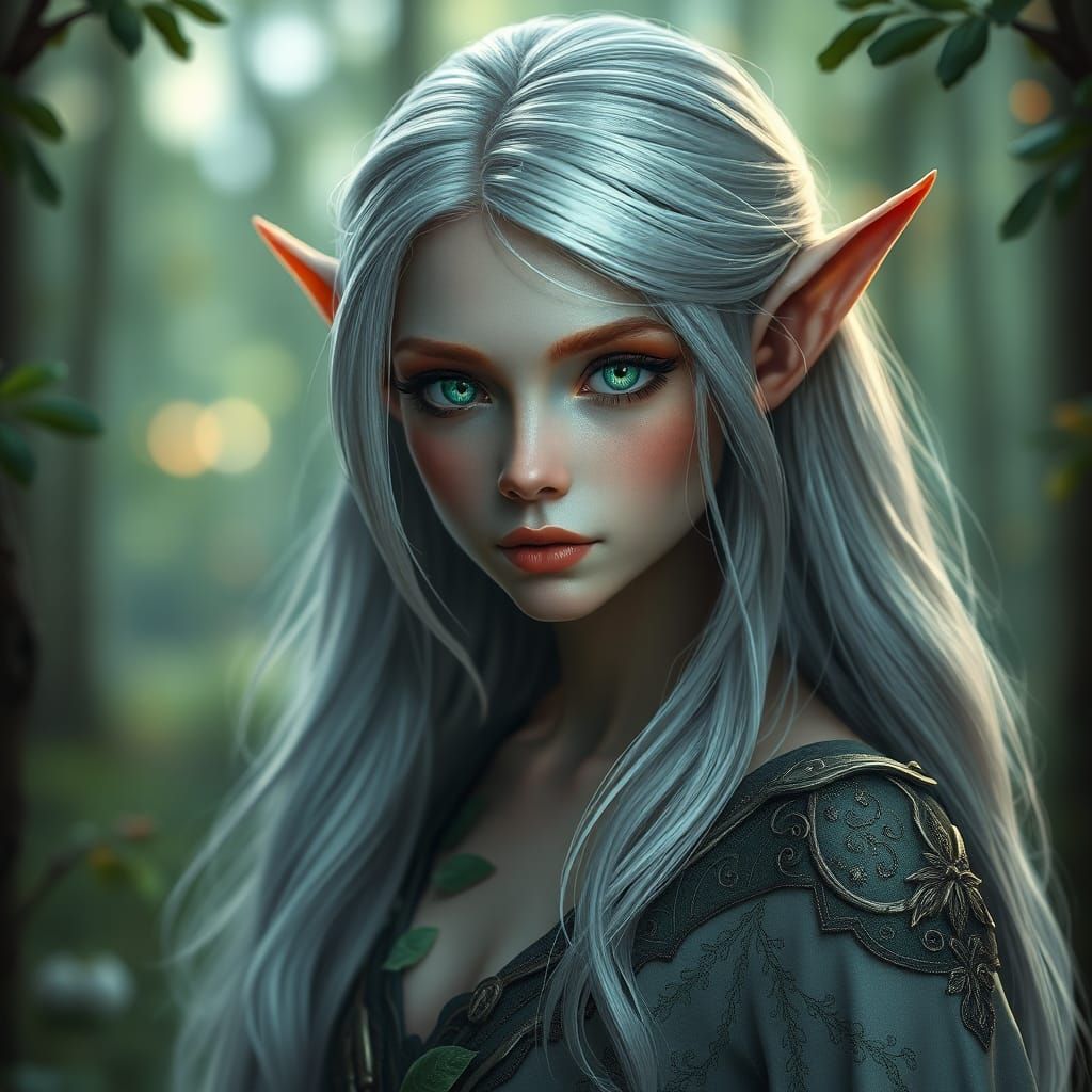 Ethereal Elf Portrait in Mystical Forest