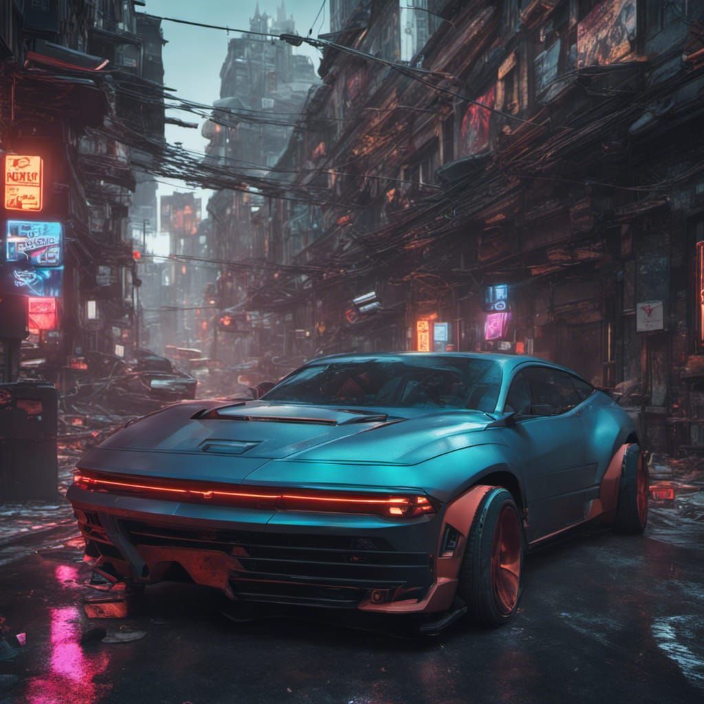 Realistic Cyberpunk Car Portrait in 8k