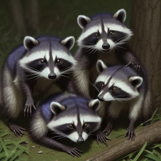 AI Raccoons in Natural Habitat