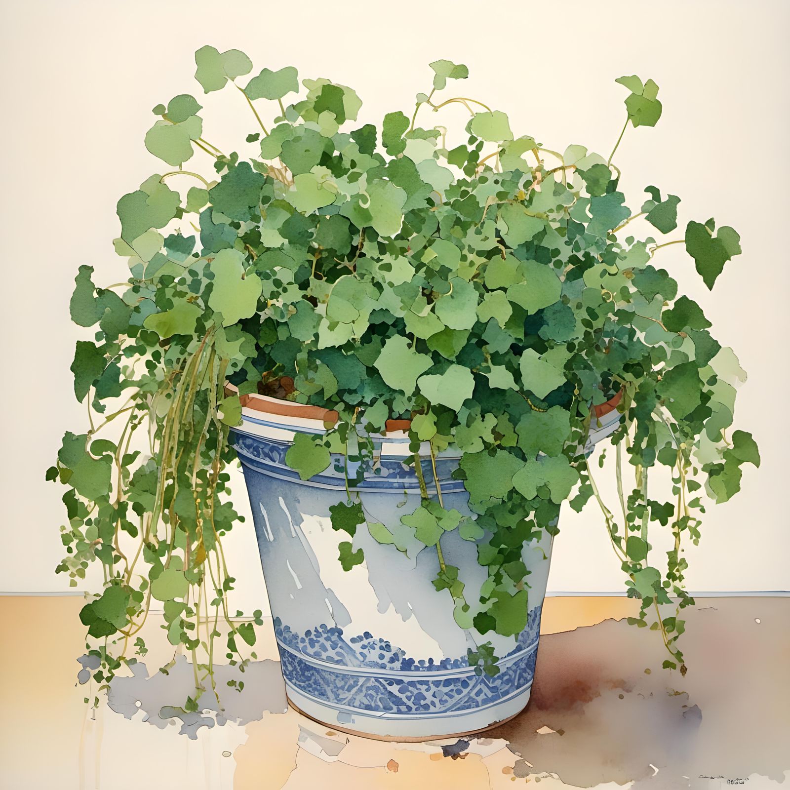 Ivy in Flowerpot Watercolor