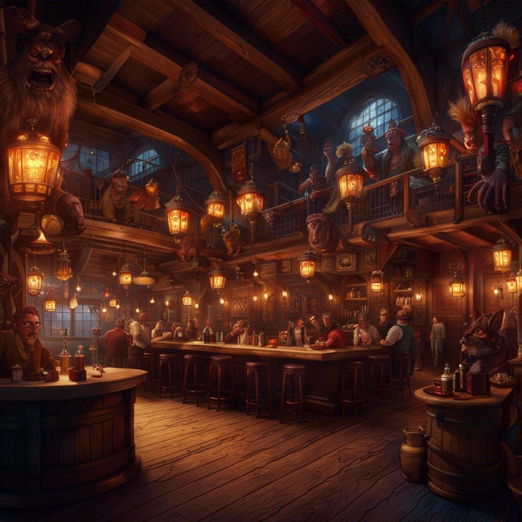 Fantasy Tavern Interior: Detailed Matte Painting