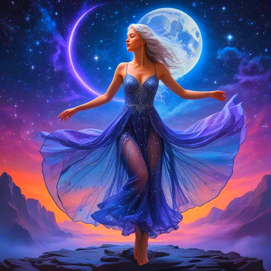 Moon Goddess in Celestial Dance