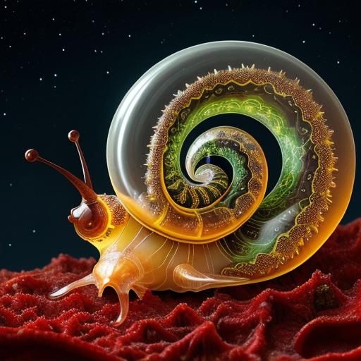 Bioluminescent Fractal Plants in Glass Snail Shell