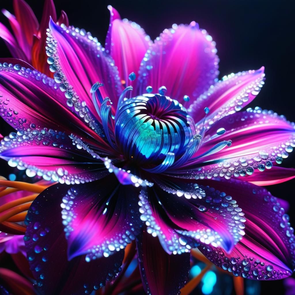 Surreal Dream Flower with Glitch Art Elements