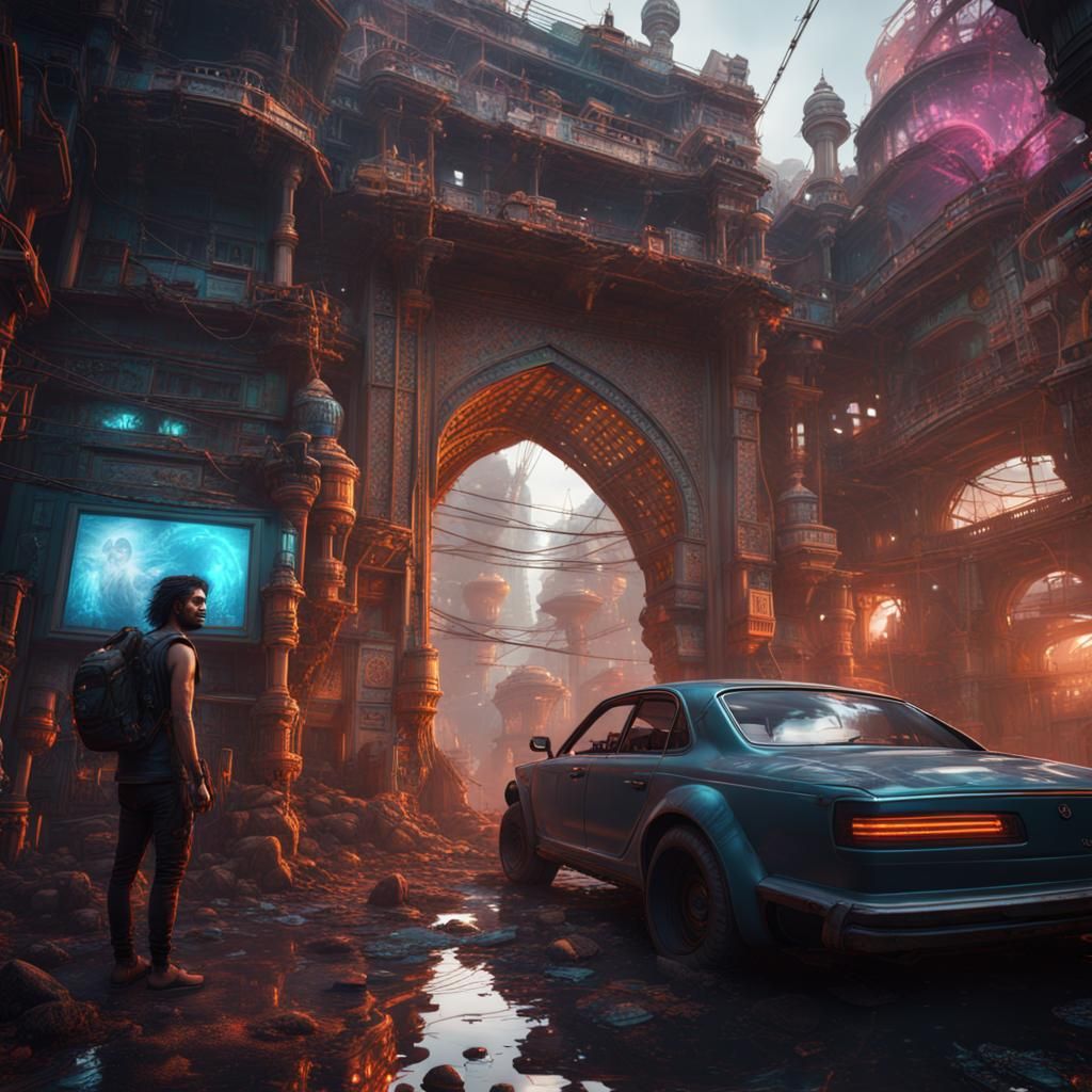 Cyberpunk India: Detailed Matte Painting