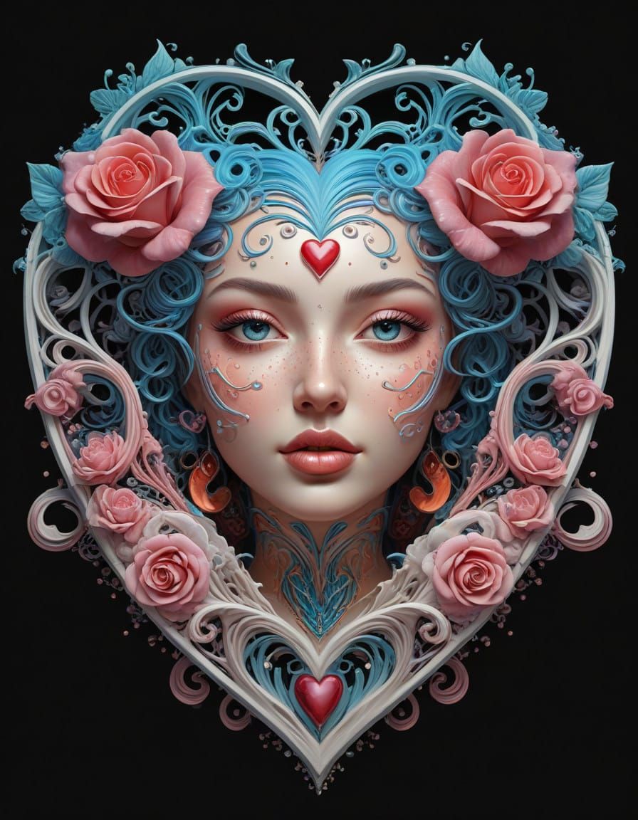 Vibrant Valentine Heart in Cosmic Surrealism