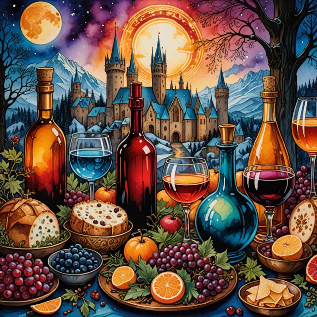 Intricately detailed alcohol ink illustration, magnificient ...