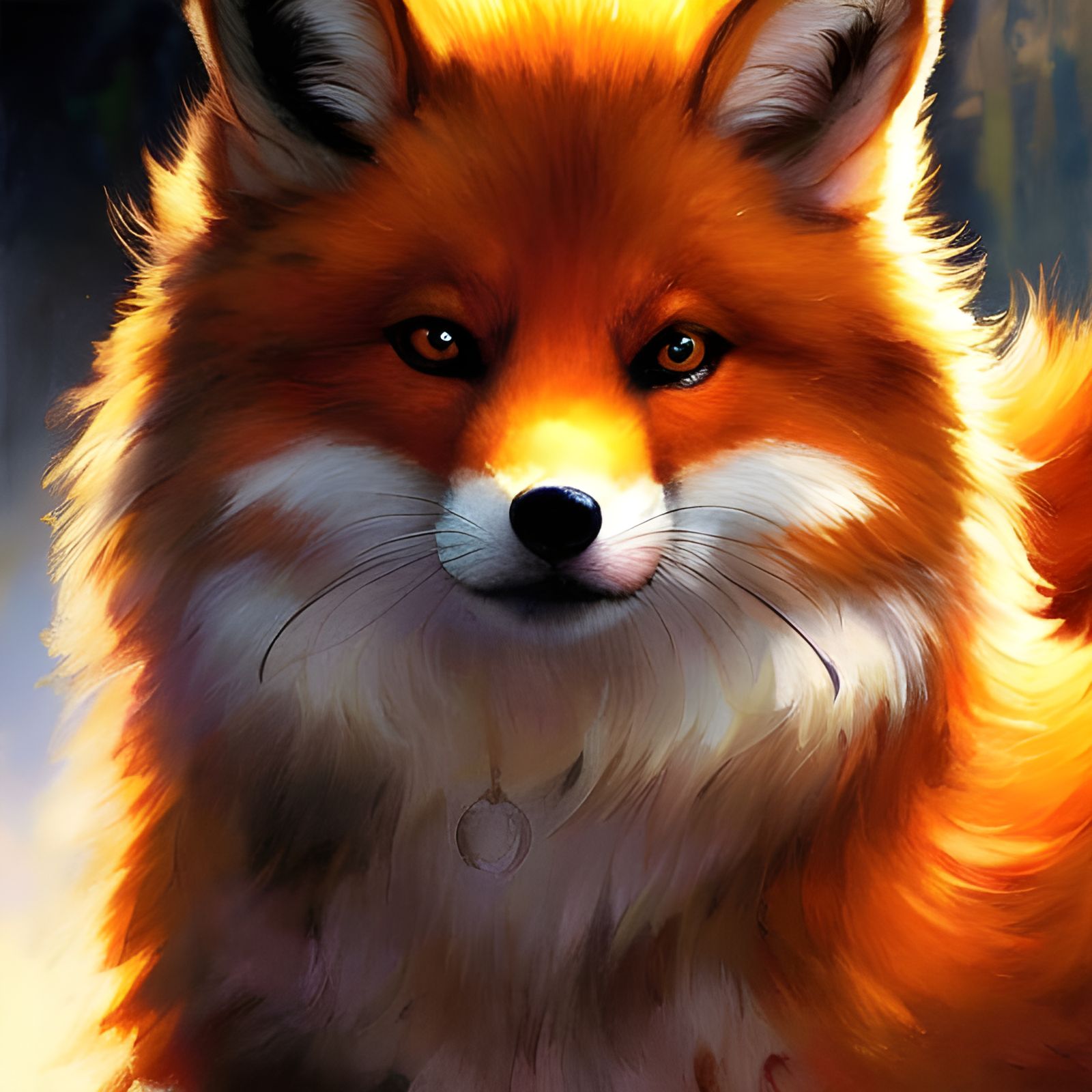 Adorable King Fox Portrait in Oil Painting Style