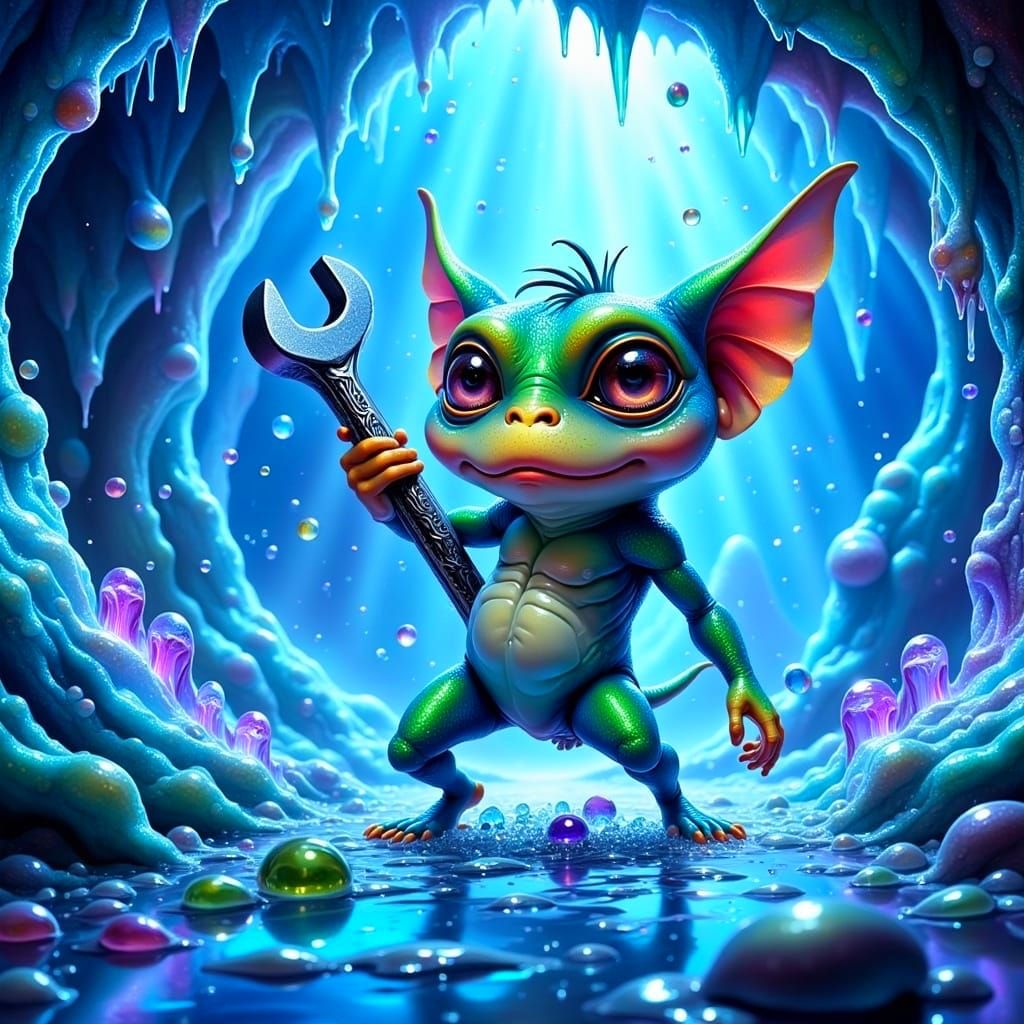 Frozen Gremlin Craves Freedom in Crystal Cavern