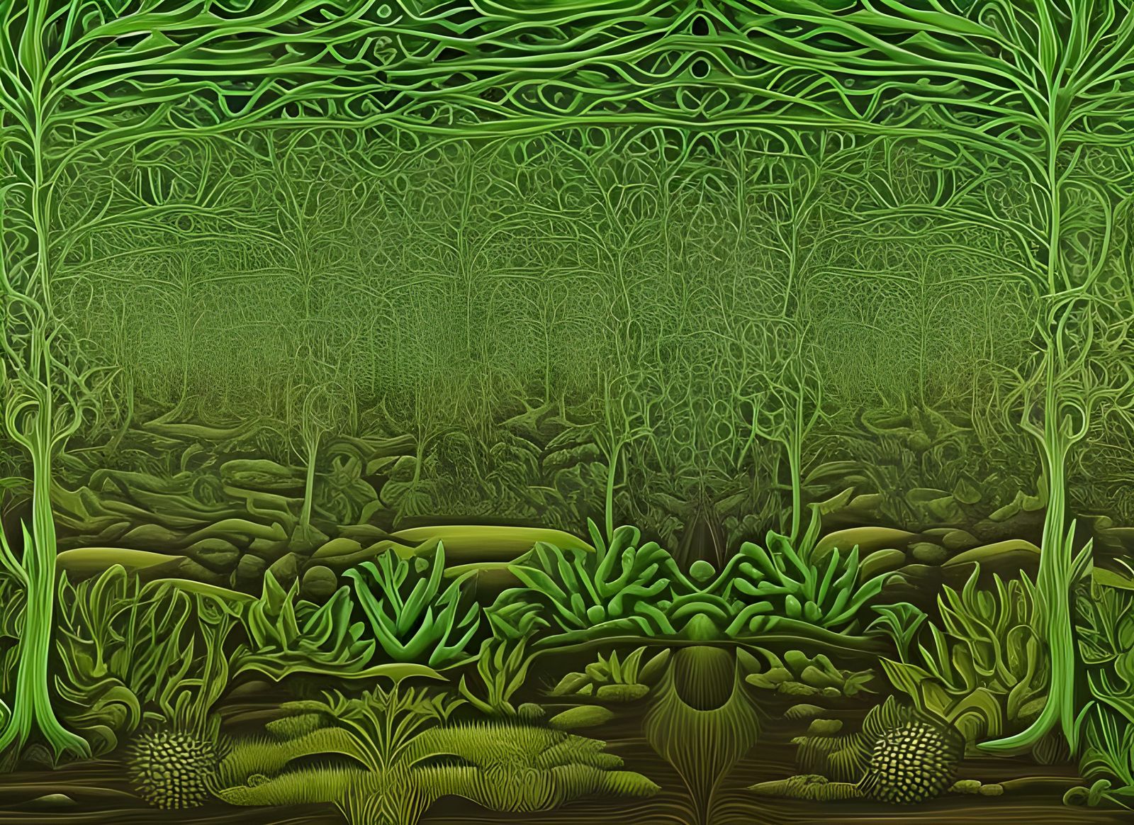 Surreal Jungle Dreamscape Inspired by Escher and Dali