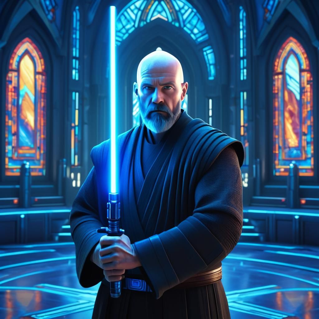 Jedi Knight in Futuristic Temple: Pixar Animation