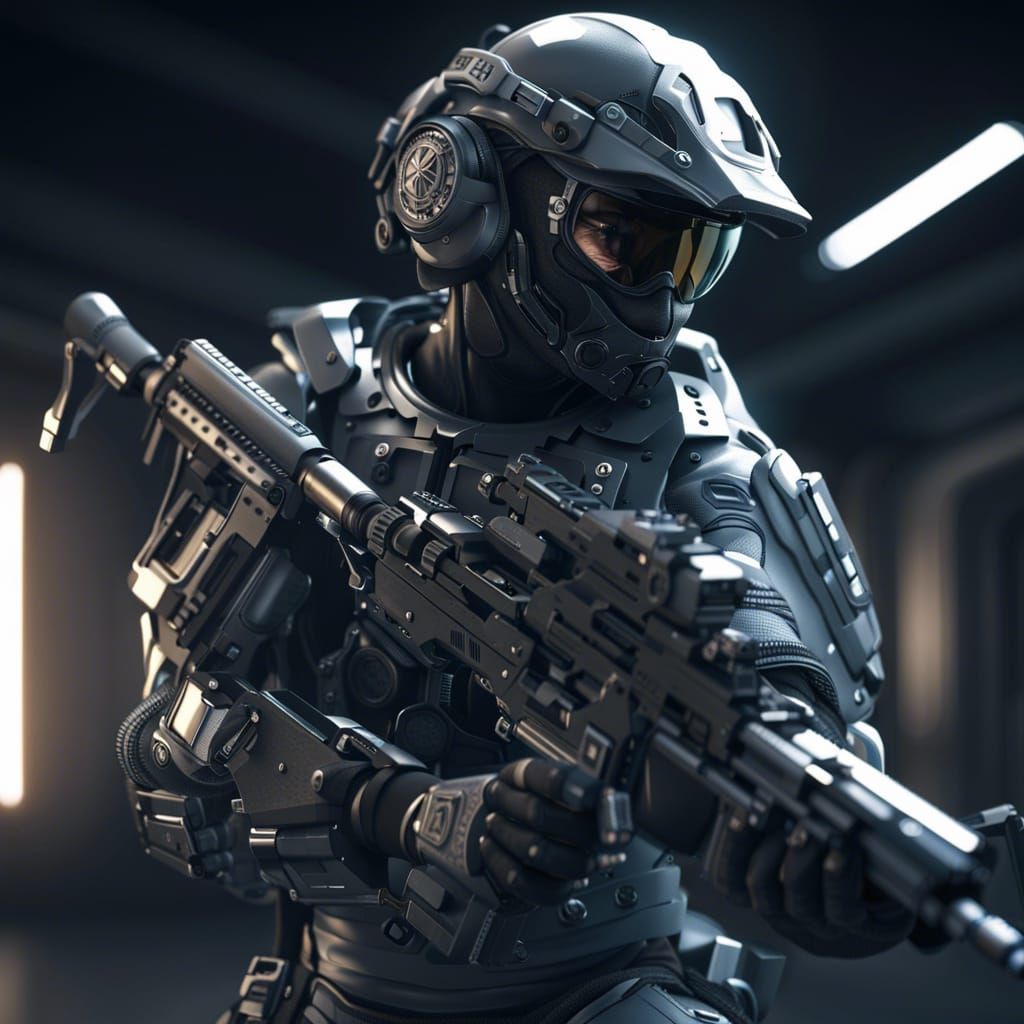 Futuristic Law Enforcement Officer in Space Suit