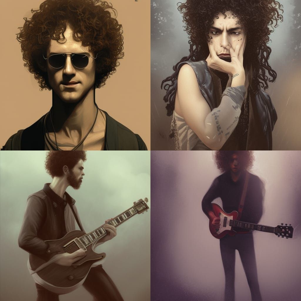 Faceless Guitarist in Middle Eastern Street, Hyperdetailed