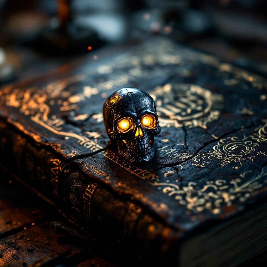 Ancient Tome Bathed in Candlelight, Gothic Fantasy Art
