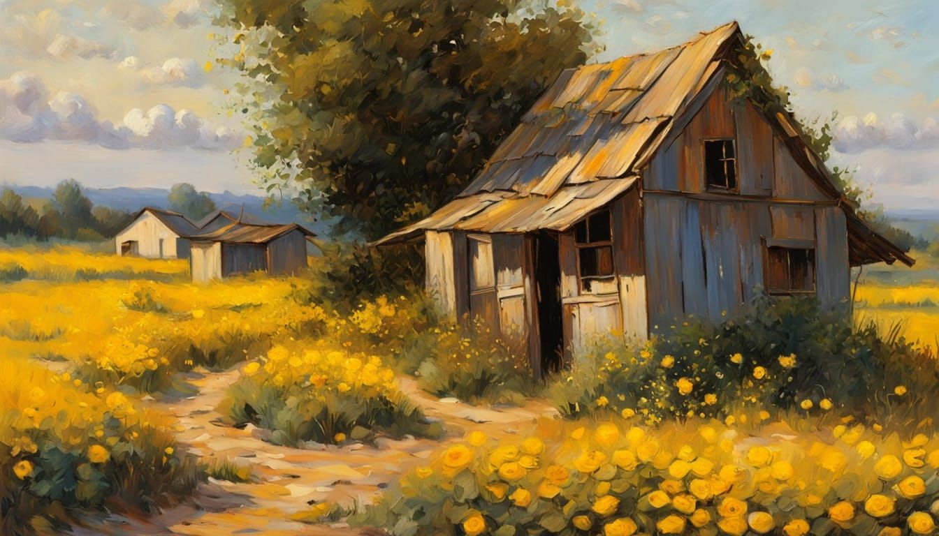 Impressionist Oil Painting of Roses by Shack