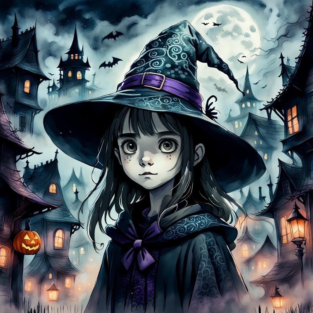 Eldritch Anime Witch in Studio Ghibli Style