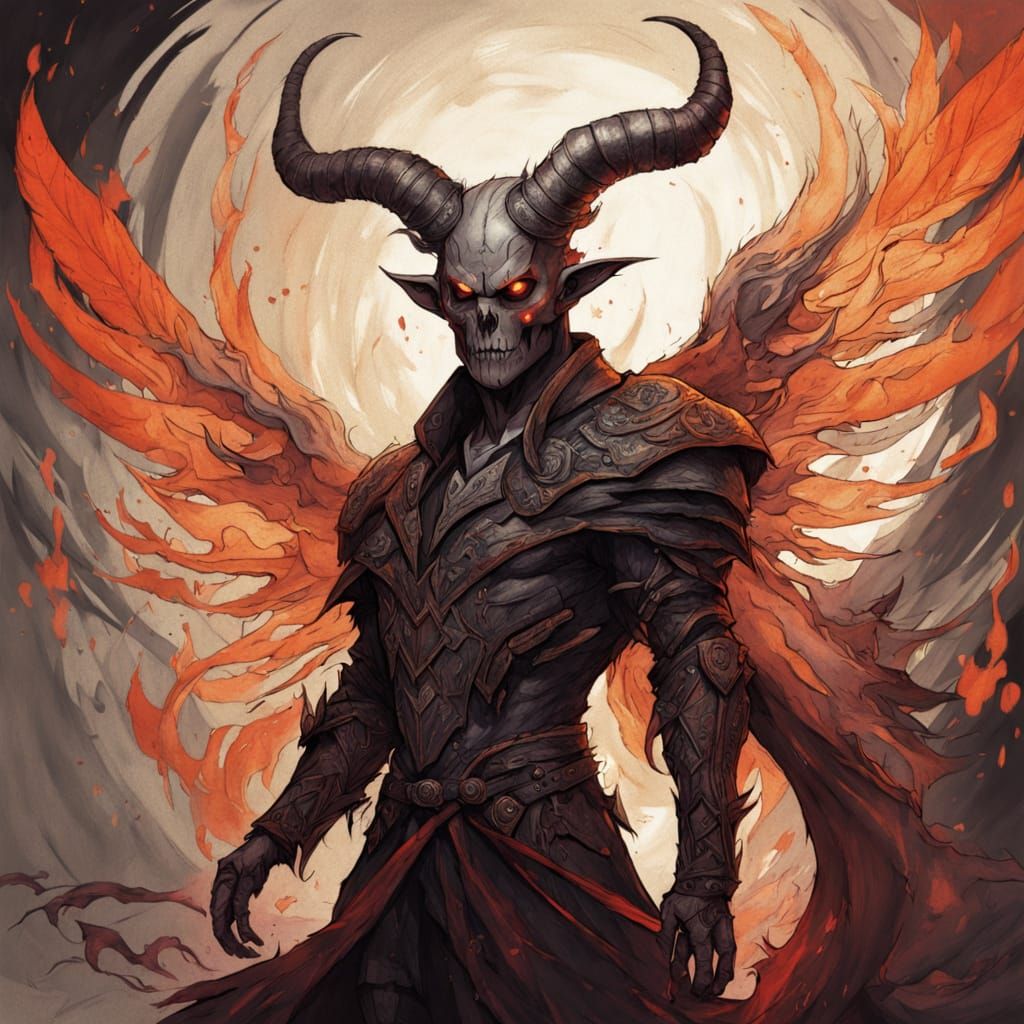 Calm Fallen Angel in Dramatic Lighting