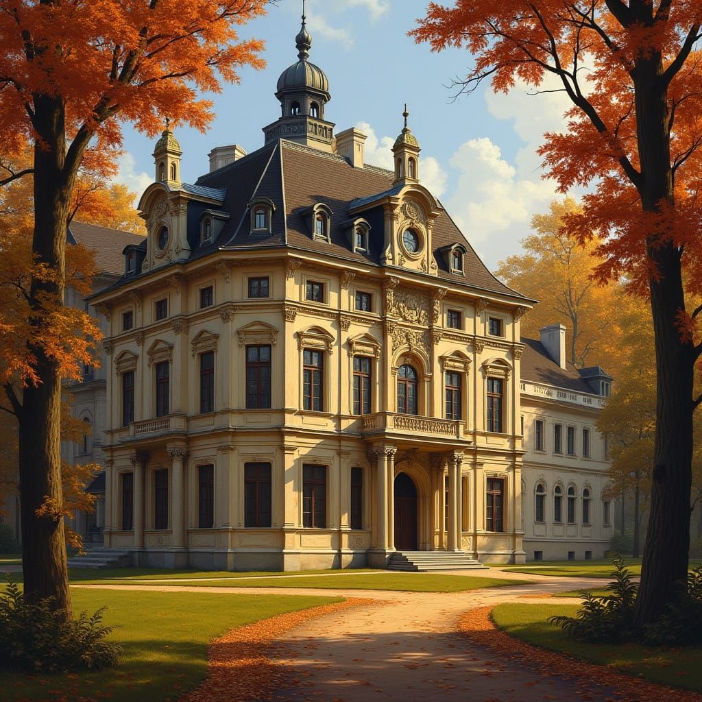 Classical German Estate in Autumn Splendor