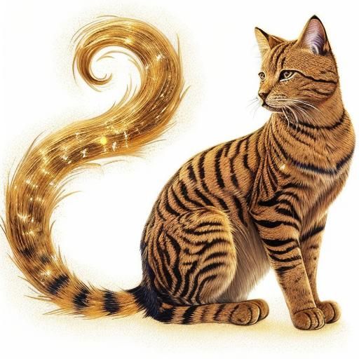 Golden Star Cat with Glittering Tail