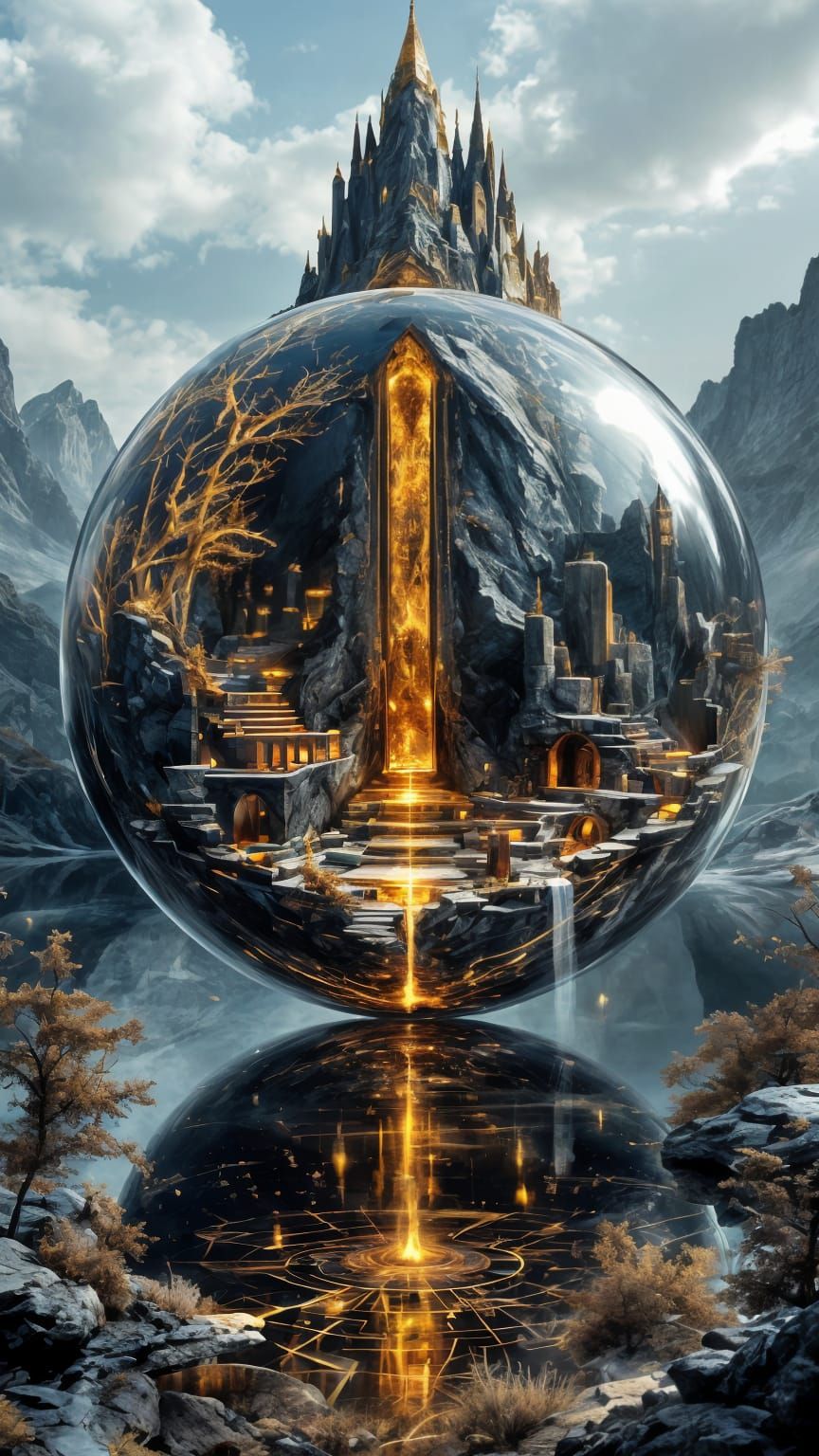 Fantasy City within Obsidian Sphere in Nahanni Valley