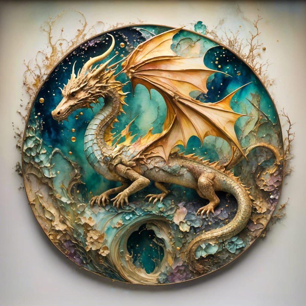 Whimsical Mud Dragon in Swamp Blowing Bubbles