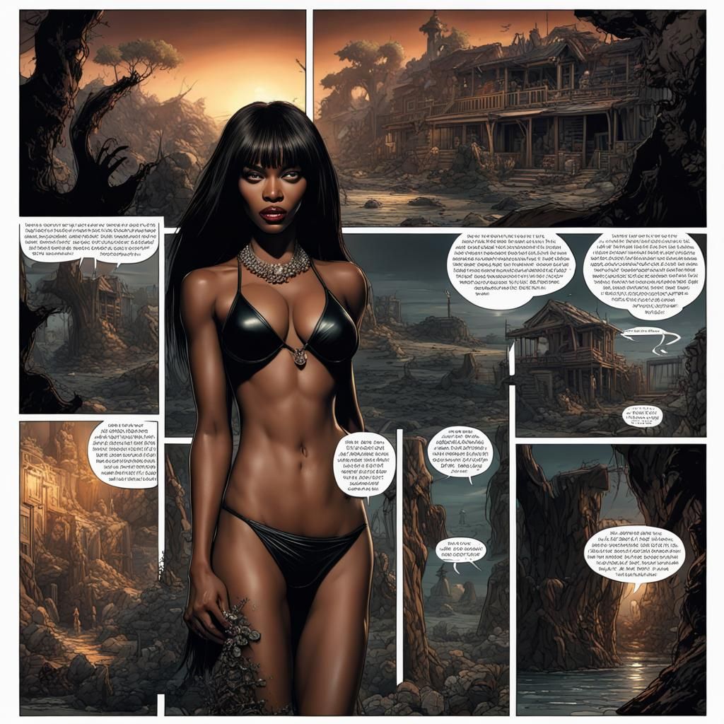 Horror Comic Strip Page Featuring Naomi Campbell