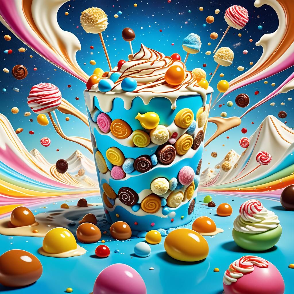 Milky Way as Chocolate River, Candy Art Style