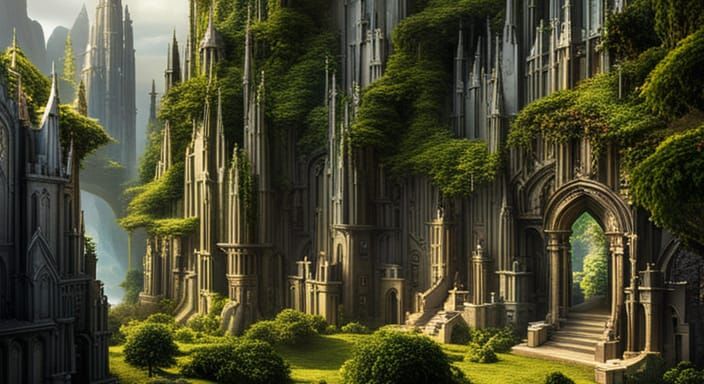 Enchanting Elvish City in Forest