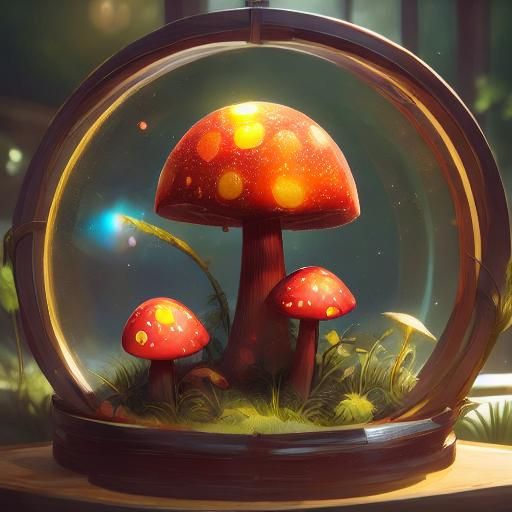 Enchanting Forest Creature on Glowing Mushroom