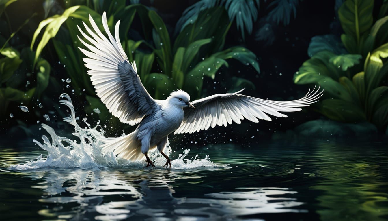 White-Winged Flufftail in Shimmering Water