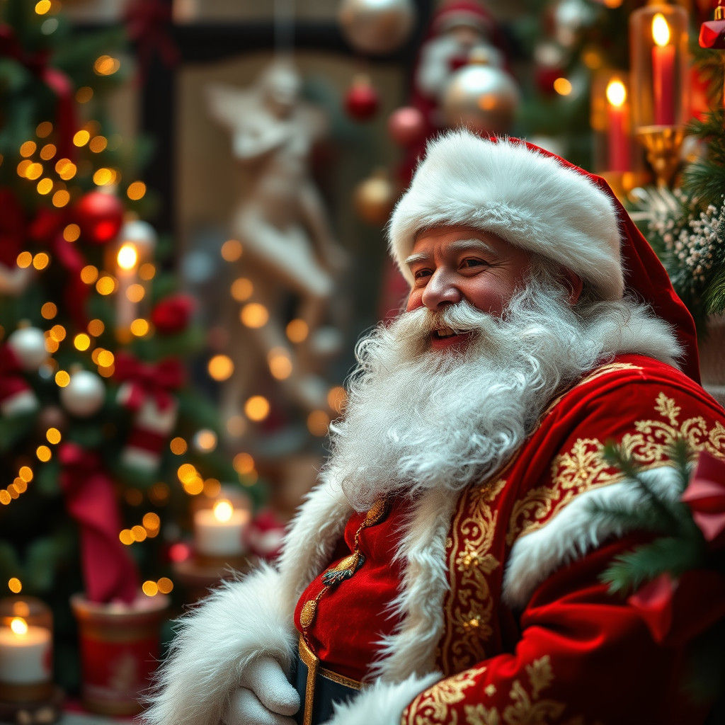 Jolly Santa Claus in Luxurious Christmas Scene