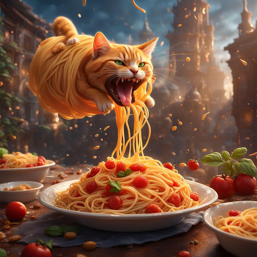 Surreal Cat Tongue Turns Into Spaghetti