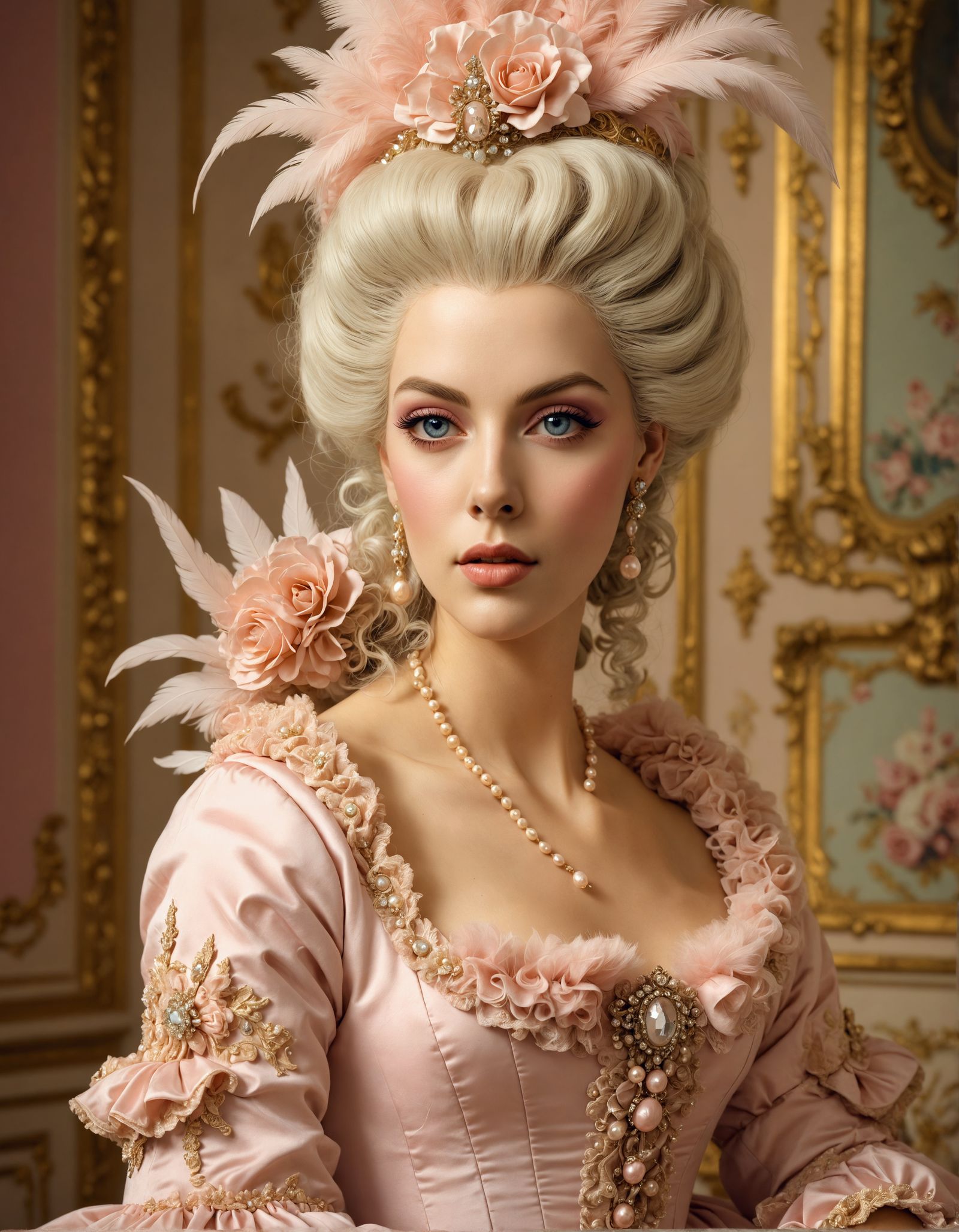 Elegant Rococo Portrait of Marie Antoinette