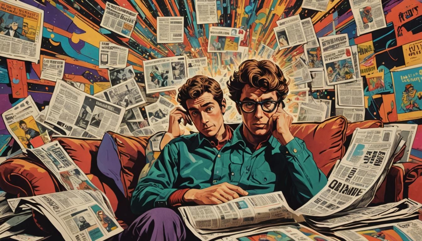 Psychedelic Comic Art: Quantum Waves and Retro Glow