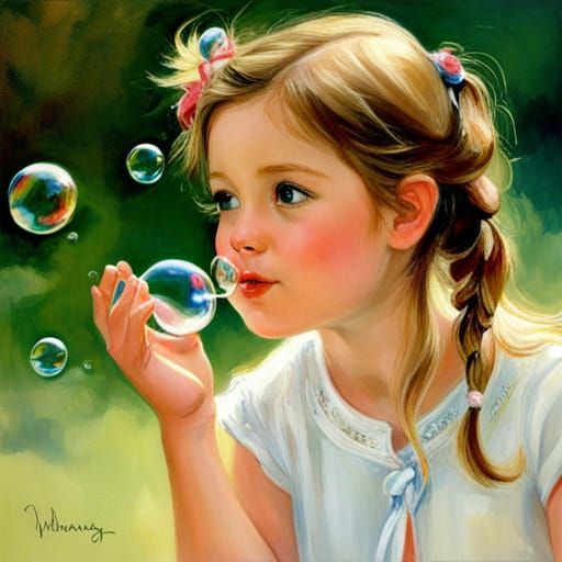 Mouse with Soap Bubbles: Watercolor Art