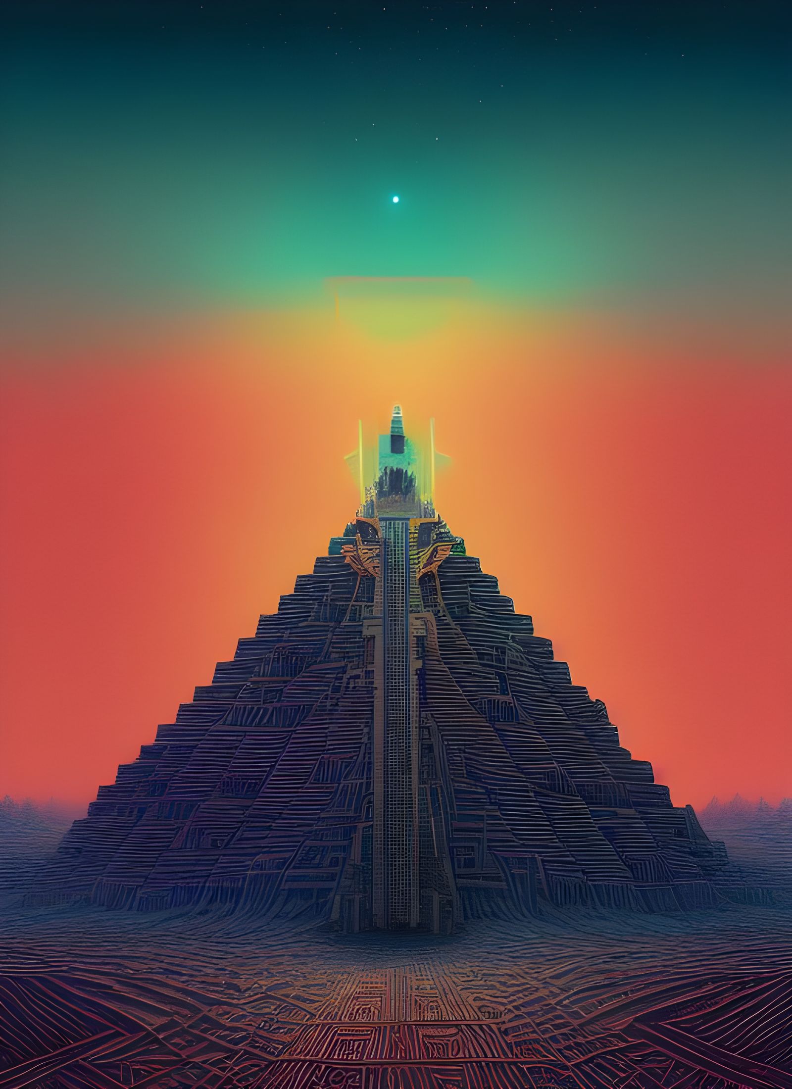 Desert Ziggurat Fantasy Art Album Cover