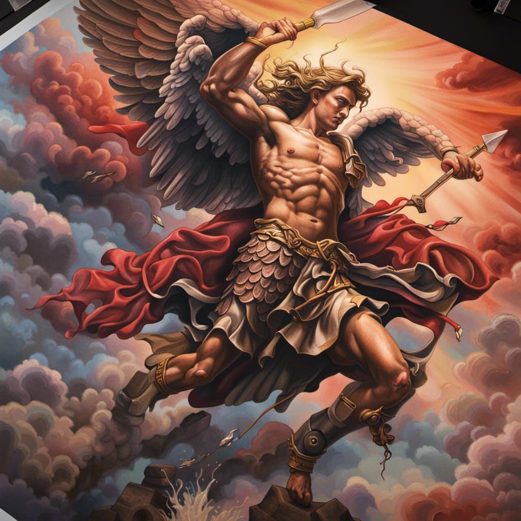 St. Michael Defeating Satan: Hyperrealistic Tattoo Art